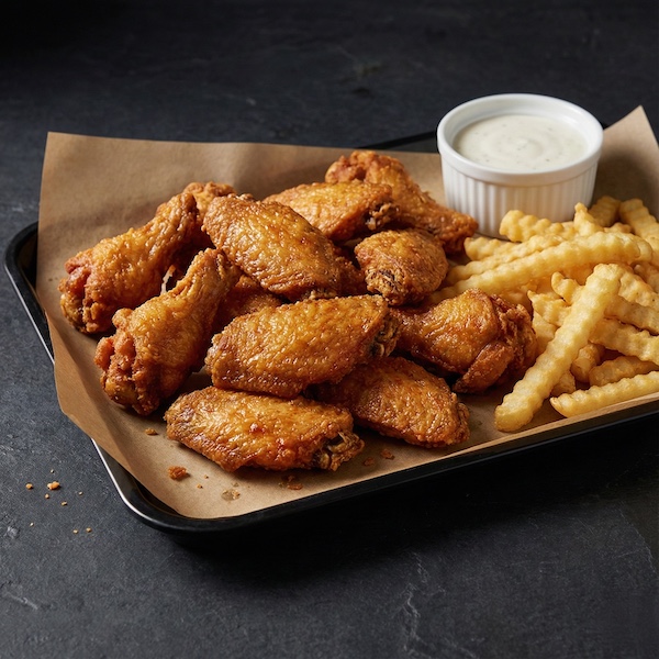 12 wings + free fries